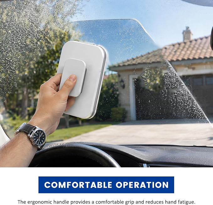 Magnetic Windshield Cleaner Tool Set, Double-Sided Car Window Cleaner with Rope for 3-10mm Thickness Glass, Multi-Purpose Outside & Inside Windshield Cleaning Tool for Vehicles