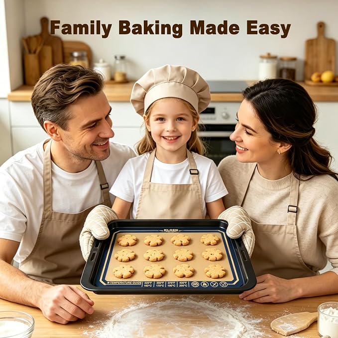 Silicone Baking Mat 16.5″ × 11.6″- 2 Pack, Non-Stick & 500°F Heat Resistant Macaron Silicone Mats, Easy to Clean Reusable Food-Grade Silicone Cookie Sheet for Baking Supplies Fit Half Sheet Pan
