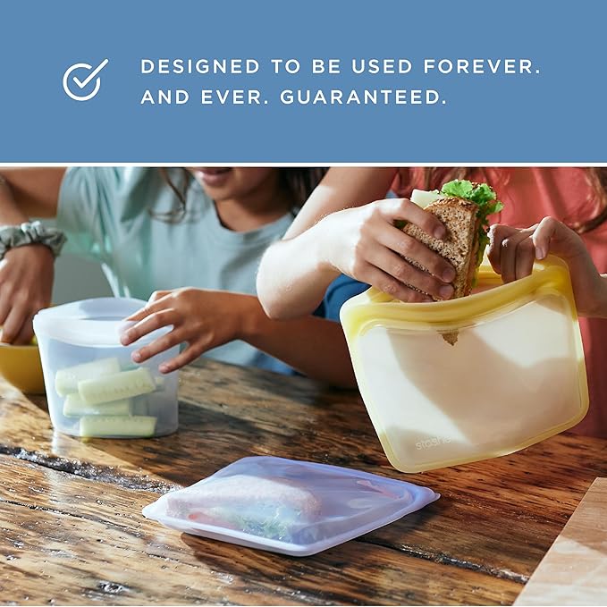 Stasher Silicone Reusable Food Storage Bags, 3-Pack, Reusable Freezer Bags, Microwave, Dishwasher, Oven Safe, Sous Vide, Lunch Containers, Eco Friendly, Food-safe Silicone Snack Bag, Multicolor