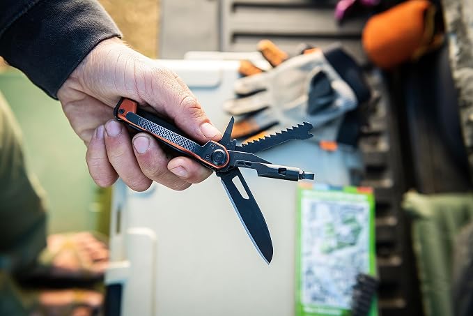 Gerber Armbar Trade EDC Pocket Knife Multitool, Bottle Opener, Burnt Orange | Compact EDC multitool, includes blade, pry bar, hammer, 2.5" plain edge blade, 8-in-1 pocket tool, lightweight