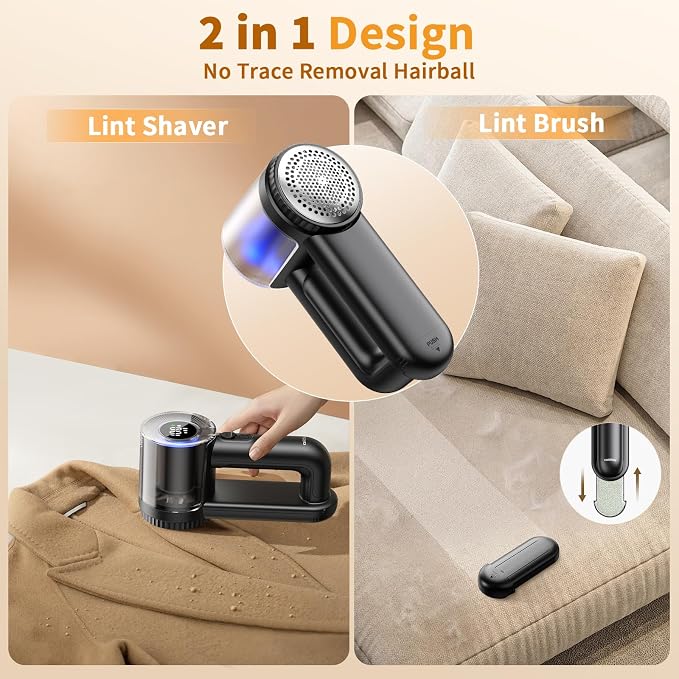 coldSky Large Fabric Shaver, 2-in-1 Electric Fabric Shaver & Lint Remover | 3-Speed Modes, LED Digital Display, Rechargeable, Sweater Defuzzer for Clothes, Furniture, Couch