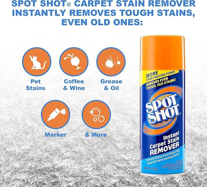 Spot Shot Professional Instant Carpet Stain Remover No-Scrub Aerosol, 14 oz