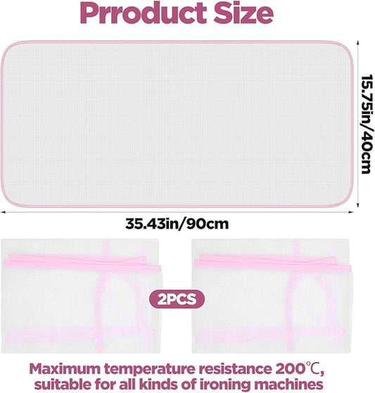 2 Pcs Press Cloth,Ironing Cloth to Protect Clothes,Clothes Scorch-Saving Iron Protector Insulation Pad,Polyester Mesh Iron Pressing Mat for Easy Irons Sewing(Pink)