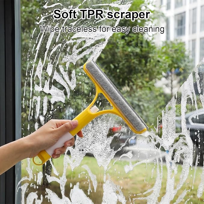 6 pcs 3 in 1 Window Cleaning Scraper, 3 in 1 Multicolor Window Scrubber, Spray, Sponge Wipe, Silicone Squeegee, Suitable for Cleaning Bathroom Glass, Mirrors, Car Windows Easy to Clean Kit