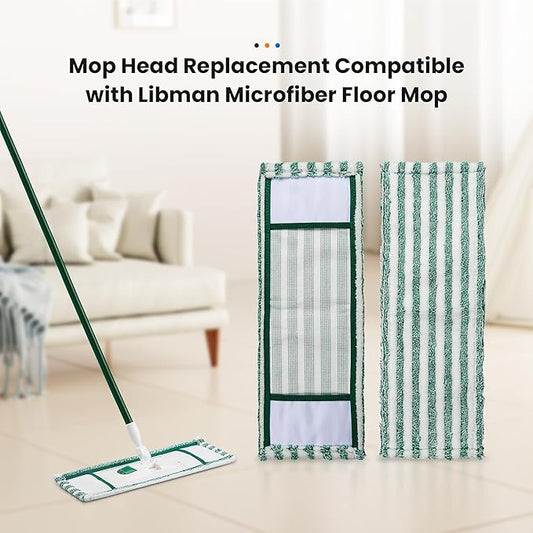 4 Pack Microfiber Mop Heads for Libman Microfiber Floor Mop, Mop Pads Refills for Libman Mop Head Replacement, Reusable & Washable Pads for Multi-Surface Floors, Wet & Dry Cleaning Pad