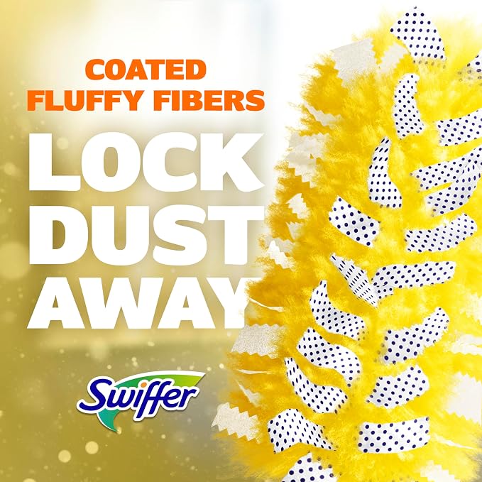 Swiffer Duster Kit with 6 ft Super Extendable Handle, Heavy Duty Starter Kit with 8 Refills, Lemon Scent