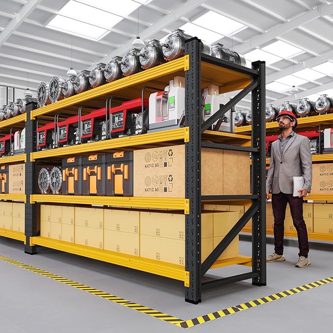 RAVIGIN 5000LBS Storage Shelves,60" W Garage Shelving Heavy Duty Metal Adjustable Garage Shelves, Shelving Units Industrial Shelving for Warehouse,60" W x 24" D x 70" H,Yellow