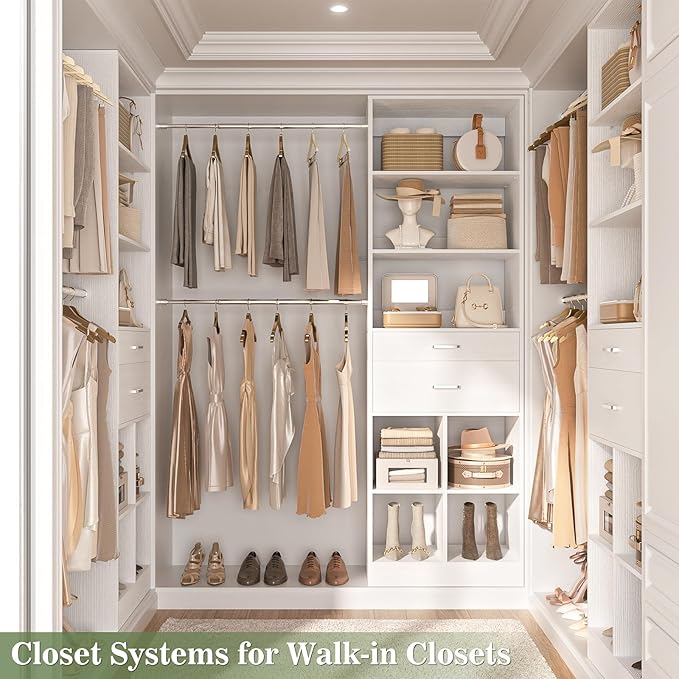 Besiost Closet System, Closet Organizer System with Smart Sensor Lights, Enclosed storage volume: 2.58 ft³, White