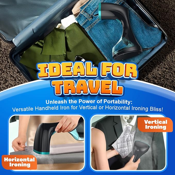 Steamer for Clothes, 1800W Handheld Clothes Steamer for Quick Wrinkle Removal with 15s Fast Heat-Up, 3 Steam Modes, 300ml Tank, Portable Garment Steamer with Brush & Glove for Home, Travel, Office