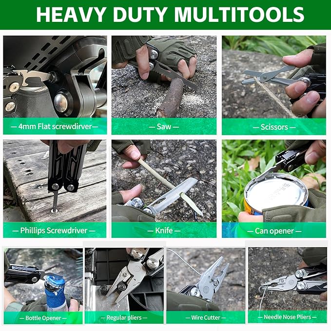Multitool with Pocket Knife,28-in-1 Stainless Steel Needle Nose Pliers