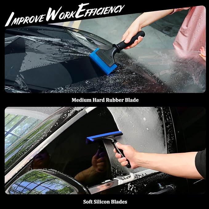EHDIS Window Tint Tools Kit Professional Window Tint Squeegee Set with 8 Inch Silicone Squeegee,Mini Quarter Squeegee,Triangle Contour Tint Squeegee for Windshield & Rear Glass Tinting and Cleaning