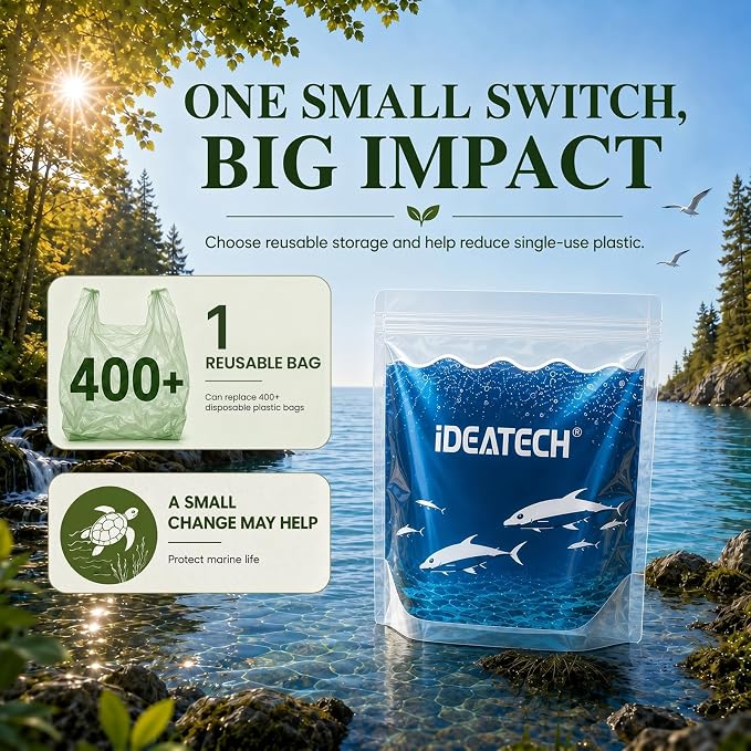 Dishwasher Safe Reusable Storage bags Stand Up - BPA Free Reusable Sandwich bags - Leakproof Gallon Freezer bag, Food Storage bag - Grey 9 Sandwich