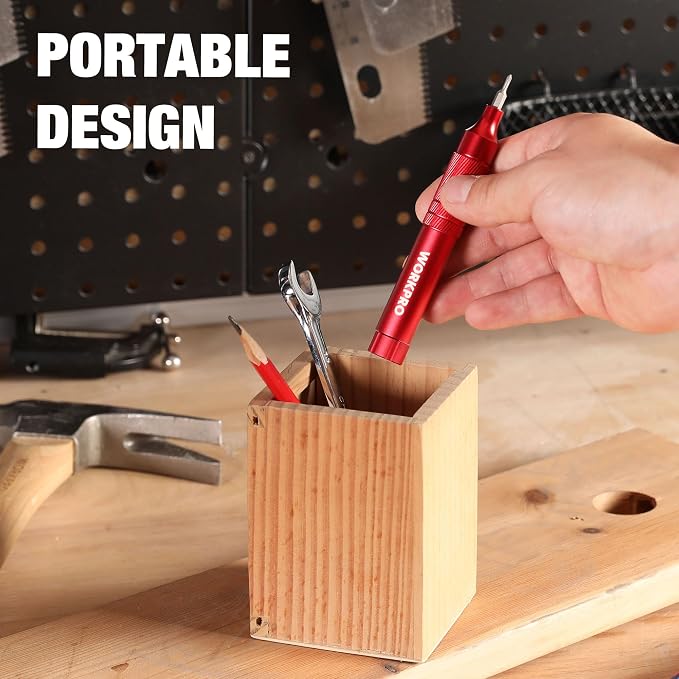 WORKPRO 24 in 1 Multi Bit Mini Screwdriver Set Magnetic, Red | Manual Pen Screwdrivers, Tough S2 Steel Small Screwdriver Bits for Eyeglass, Watch, Laptop, Phone, Jewelry and Electronic