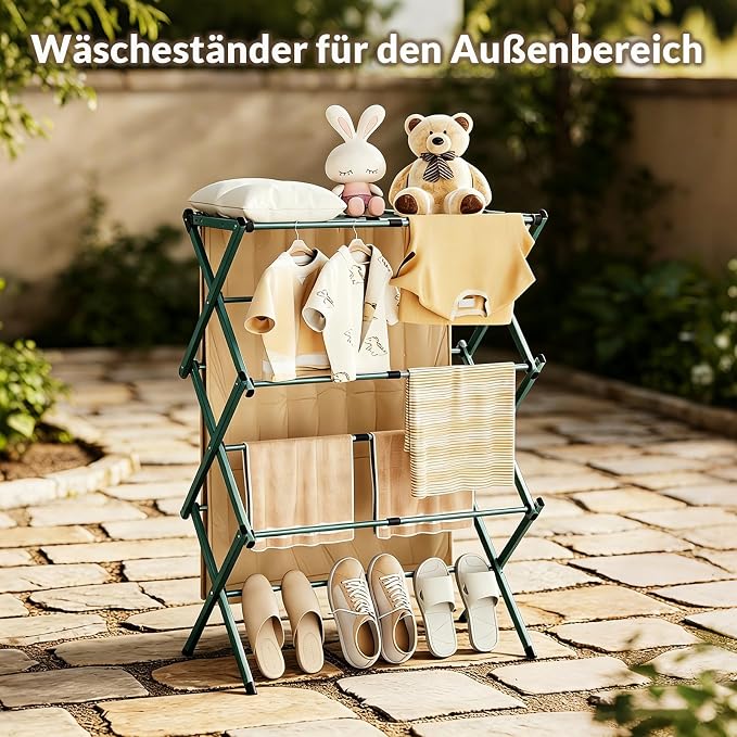 Foldable Clothes Drying Rack, 3 Tier Laundry Drying Rack for Clothes, Expandable Metal Clothing Dryer