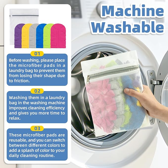 Reusable Duster Refills, Washable Duster for Swiffer (6 PCS) | Include 1 Handle & Laundry Bag, Microfiber Dusting Cloths for Cleaning Fan, Floor, Blind, Windows