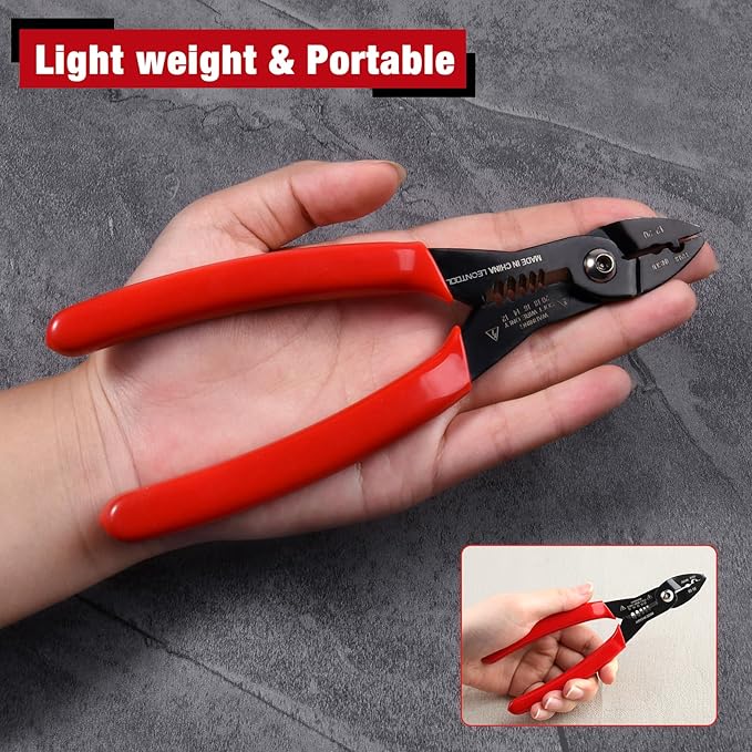 4-in-1 Multi Purpose Electricians Pliers, 7" Compact Wire Stripper | Wire Stripper Cutter Crimper Gripper, Cr-V Steel, Professional Crimping Tool, for 12-20 AWG Insulated & Non-Insulated Wires