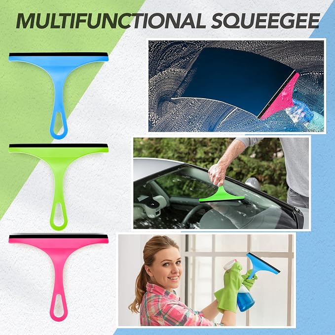 Yinder 21 Pcs Small Squeegee for Shower Glass Door 8.7" Silicone Shower Glass Window Cleaner Bathroom Squeegee for Car Windshield Window Mirror Art Class Group Craft(Candy Color)