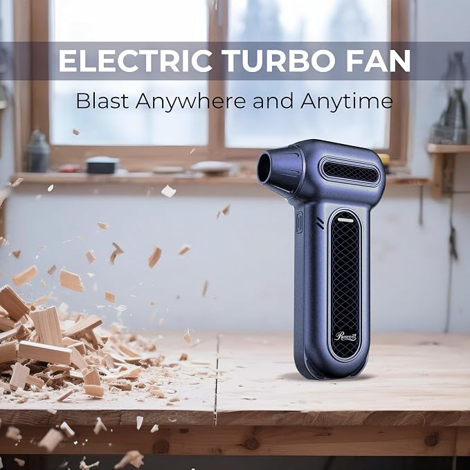 Rosewill Electric Air Duster - 130,000 RPM Super Power Cordless w/Turbo Mode, 4-Gear Adjustable Mini Blower with Fast Charging, Inflation and Suction for Computer, Keyboard, Pet, House, Outdoor & Car
