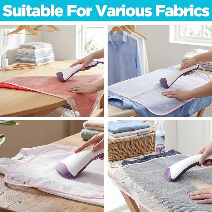 Oruola 2 Pcs Press Cloth – Ironing Cloth to Protect Clothes, Clothes Scorch-Saving Iron Protector Insulation Pad, Polyester Mesh Iron Pressing Mat for Easy Irons Sewing (Pink)