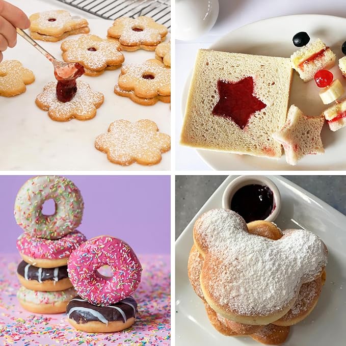 ALLTOP Star Cookie Cutters Set – 4 Pcs Different Sized Biscuit Cutter, Donut & English Muffin Cutter for Baking