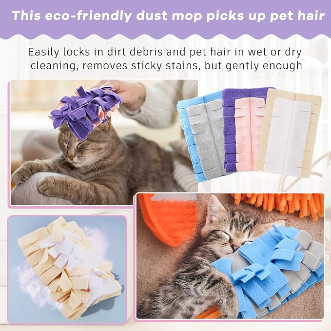 Zubebe 3 Pcs Duster Refill Reusable Fleece Duster Refills Feather Flat Dusters Multi Surface Washable Cleaning Pads Tools for Home, Blinds, Car, Pet, Furniture, Fans (Classic Color)