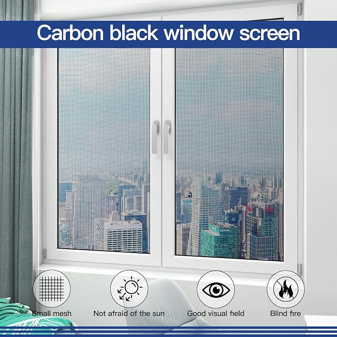 Window Screen Door Repair Kit Include Window Screens Mesh 48"x114" with All Tools in Window Screen Replacement(Screen Rollers, Splines, Hook), Yolovit