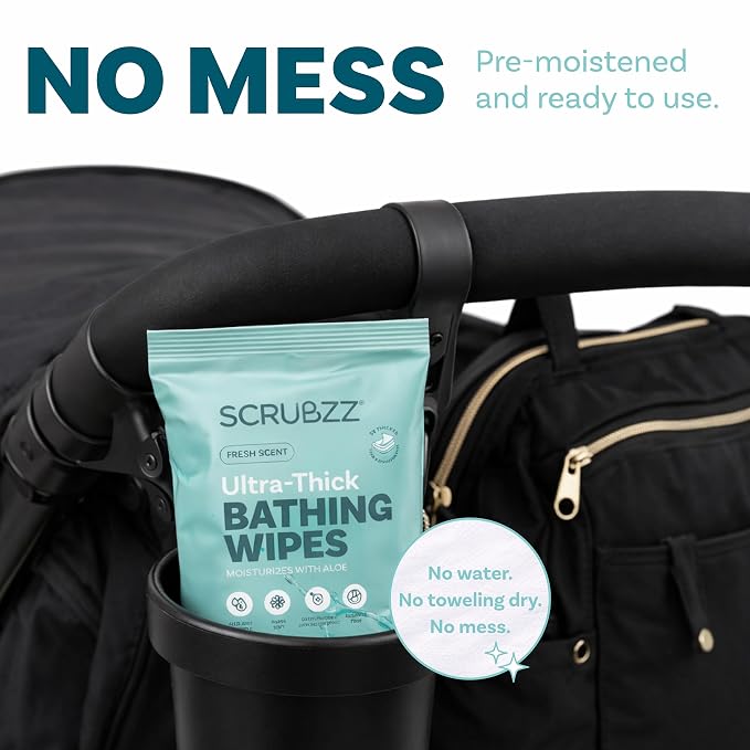 Extra Large Body Wipes for Adults Bathing No Rinse - 120 Ultra Thick Disposable Shower Wipes for Men, Women & Elderly - Great for Gym, Camping, Post Surgery