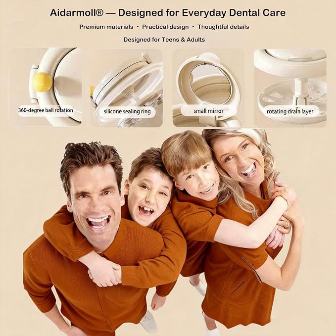 Denture Bath Cup,Retainer Cleaner Case Box,Night Mouth Guard Case Holder,Storage Soak Container with Drain Tray for Travel Cleaning with Mirror and Brush (Beige)