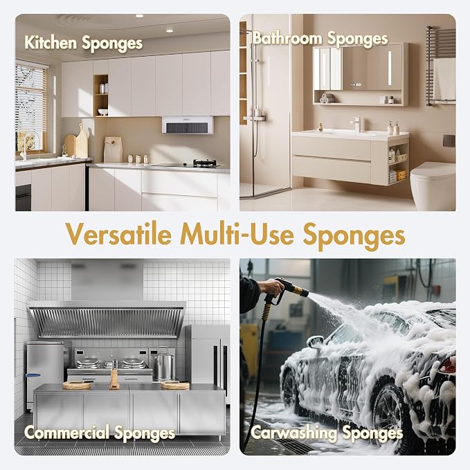 6 x 3.6 x 0.9 Inch JK SP-T22 Large Sponge, Kitchen Sponges, Handy Sponges, Cellulose Sponges, Dish Washing Sponge, Natural Sponge, Car Washing Sponge, Eco Friendly Sponge
