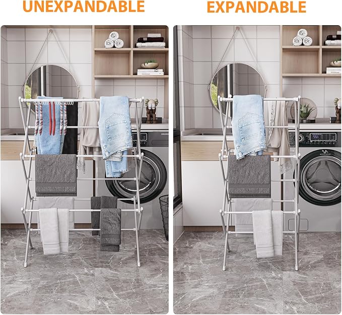 Clothes Drying Rack Drying Rack Clothing Pure White-1pack | for Laundry - 40" x 28.8" x 14.2", Space Saving Foldable Household Indoor&Outdoor
