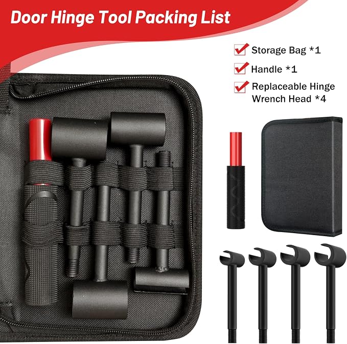 4-in-1 Door Hinge Adjustment Tool, Hinge Gap Adjusting Wrench Fits 14-25mm | Door Repair Kit for Residential and Commercial, Heavy Hinges Wrench Bender Set with Rubber Grip, Cabinet Alignment Adjuster