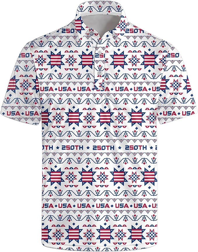 Polo Shirts for Men Moisture Wicking Mens Polo Shirts Patriotic Shirts for Men