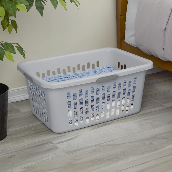 2-Bushel Plastic Laundry Hamper with 4 Ergonomic Handles – BPA-Free, Spacious Design for Household Use, Gray (1PC)