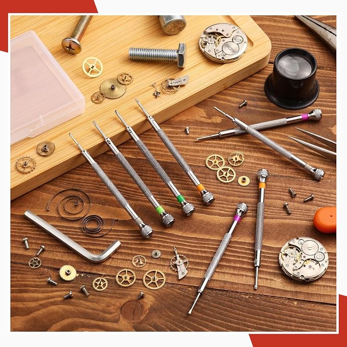 Chumia 8 Pieces Precision Watch Screwdriver Set, 1.4-2.0 mm Micro Jewelers Repair Screwdriver Set for Eyeglasses Jewelry Work, Electronics Repair(Flathead, Phillips)