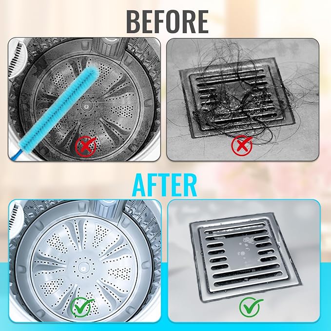 5 Pack Dryer Vent Cleaner Kit, Extra Long Flexible Brushes for Lint, Pet Hair & Dust, Refrigerator Coils, Home Washers, Sinks & Drains