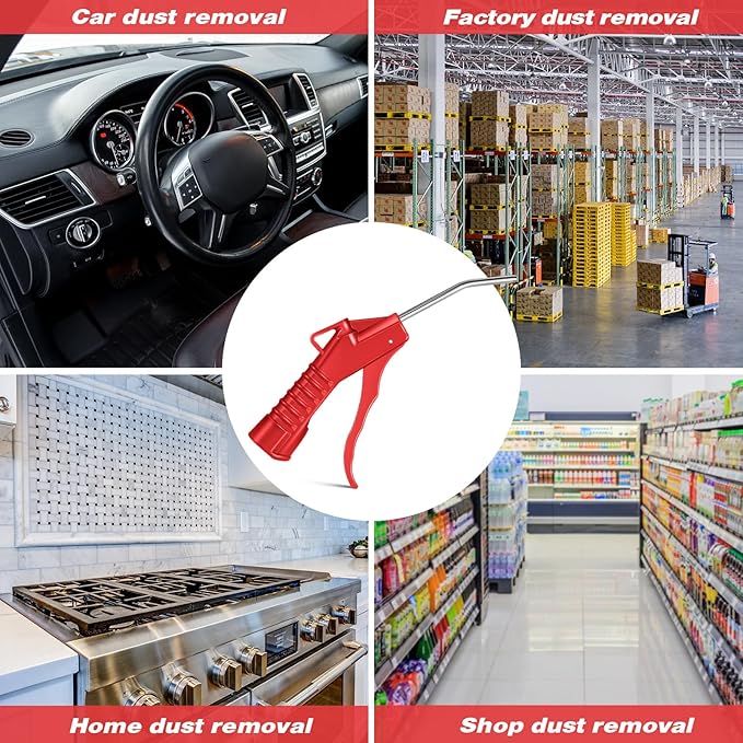 Honoson 16 Pcs Air Nozzle Blower Gun Pistol Grip Air Blow Tool Compressor Accessories for Industrial Household Mechanics (Red)