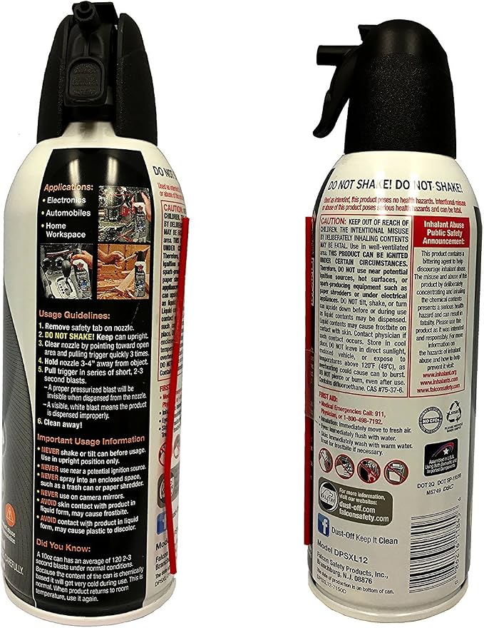 Dust-Off Falcon Professional Electronics Compressed Air Duster, 12 oz (12 Pack)