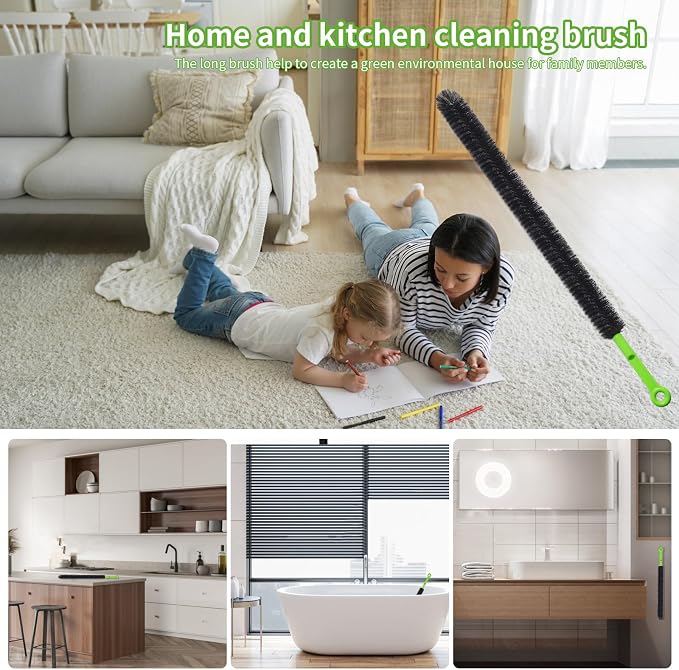 2 Pcs 17” Flexible Sink Drain Cleaner Brush Long Pipe Cleaner Brush for Cleaning Home Kitchen Sink Buthtub Snake Tube Hair Drain Clog Remover Brush for Shower and Tub Hair Clogs Bendable Sewer Drain