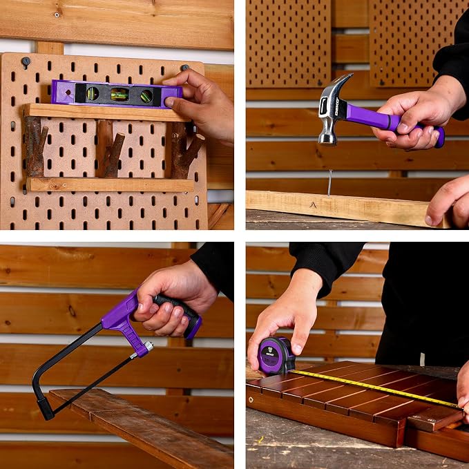 Drill Tool Kit Set: 20V Cordless Power Drill Tool Box with Battery Electric Drill Driver for Men Home Hand Repair Basic Toolbox Tools Sets Drills Case, Purple