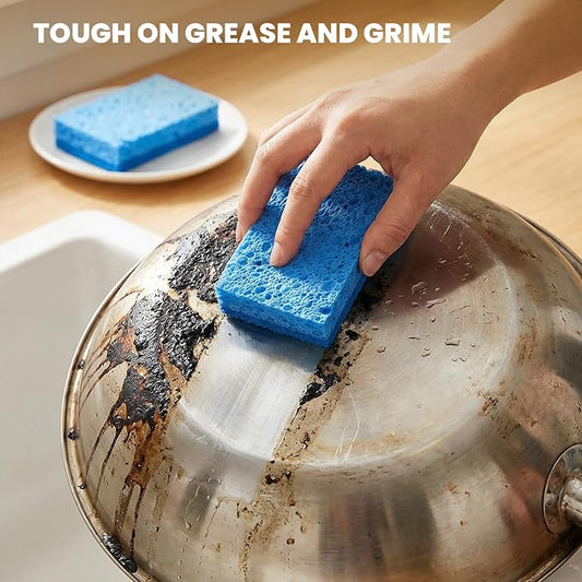 Metflavor Kitchen Sponges, 12 Count, Non-Scratch Scrub Sponge, Dual Sided Cleaning Sponges for Dishes, Kitchen, Bathroom