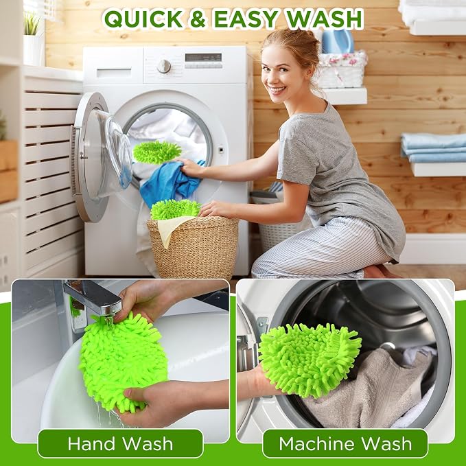 3 Pack Mop Heads Replacements Compatible with 1 Tank System Duster Replacement Heads Spin Mop Refill Pads Reusable Dust Refills for Floor Cleaning (Green)