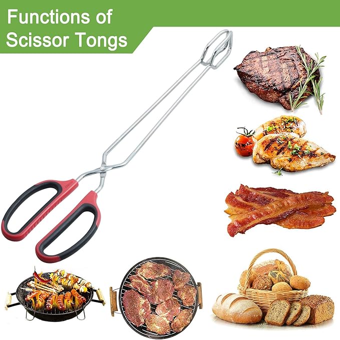 HINMAY Extra Long Scissor Tongs 16-Inch Stainless Steel Barbecue Grilling Tongs