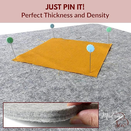 Madam Sew Natural Wool Pressing mat for Quilting |100% Wool Felt Ironing Pad | Wool Ironing Mat for Quilters,Crisp Seams on Quilt Blocks,Sewing Projects & Embroidery- Ironing mat for Sewing XL17”x24”