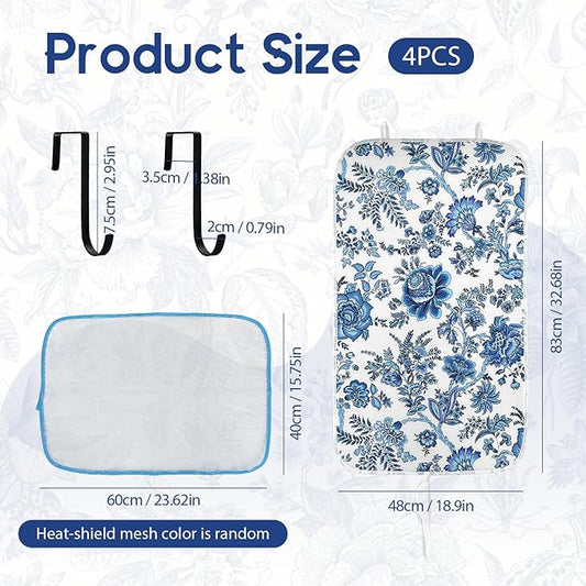 Portable Ironing Mat - 3mm Heat Resistant Padding with 2 Hooks + 1 Insulating Pad for Table or Bed Steam Pressing | Quilting & Travel Blanket Ironing Board Alternative
