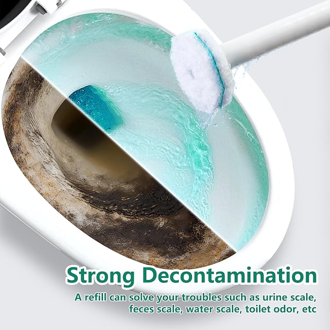 Disposable Toilet Wand with 42 Clorox Compatible Refills, Wall Mount T-oilet Bowl Holder Set, Toilet Scrubber Kit for Bathroom, Sink & Bathtub (Rainforest Scent)