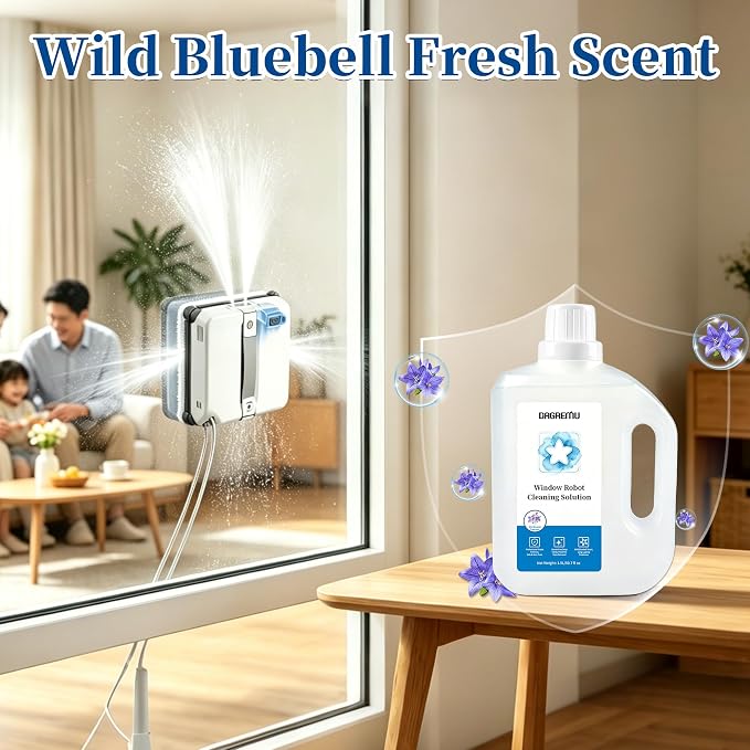 1.5L Window Cleaner, Cleaning Solution Compatible with ECOVACS Winbot W3 OMNI/W2S OMNI/W2 PRO/W1 PRO/MINI Window Cleaning Robot, Streak Free, Low Foam, Non Corrosive, Multi-Surface Glass Cleaner