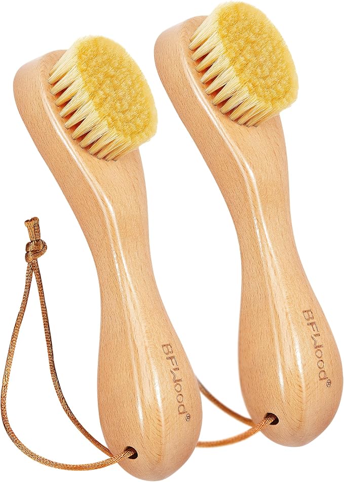 2PCS Laundry Stain Brush - Natural Soft Boar Bristles, Removes Tough Stains from Delicate Fabrics Like Knits, Cotton, and Linens, Gentle on Fabrics, No Damage