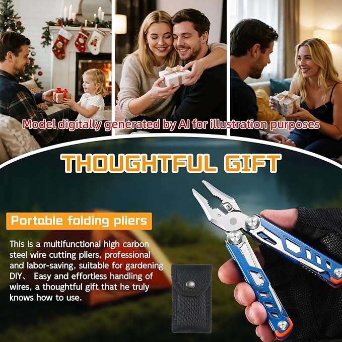 19 in 1 Multitool Pliers with Scissors, Stainless Steel Multi Tool with File,Saw, Screwdrivers,Wire Cutters, Bottle Opener for Survival, Camping, Hiking,Repair and Gift (Blue)