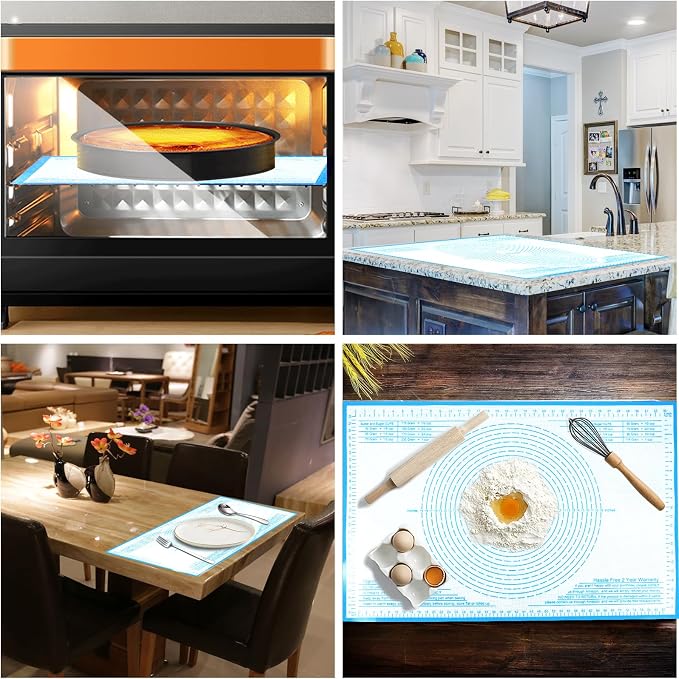 Silicone Pastry Mat 36X24 inch Baking mat Perfect for Dough, Pastry, Pie Crust, Fondant, Cookies, Bread, Pasta/Pizza,Pastry Board, Kitchen Counter Mat
