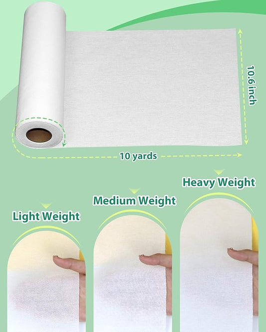 PLANTIONAL Woven Cotton Iron-On Fusible Interfacing: 10.6 inch X 10 Yards White Light Weight 100% Cotton Single-Sided Interfacing for t-Shirt Quilts Blouses Dress Shirts Collars DIY Crafts Supplies
